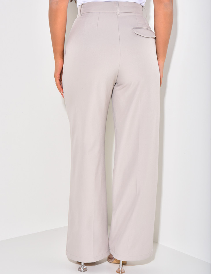 Puff-effect high-waisted suit trousers