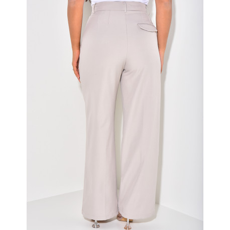 Puff-effect high-waisted suit trousers