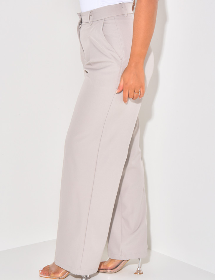 Puff-effect high-waisted suit trousers