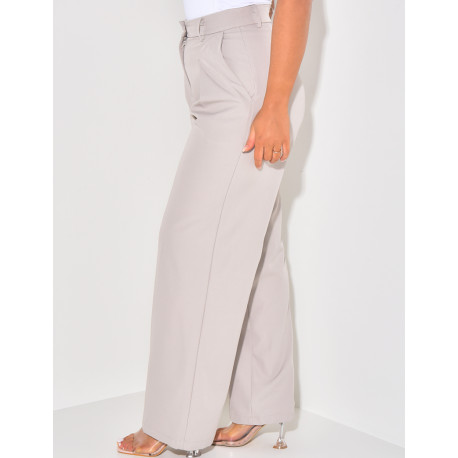 Puff-effect high-waisted suit trousers