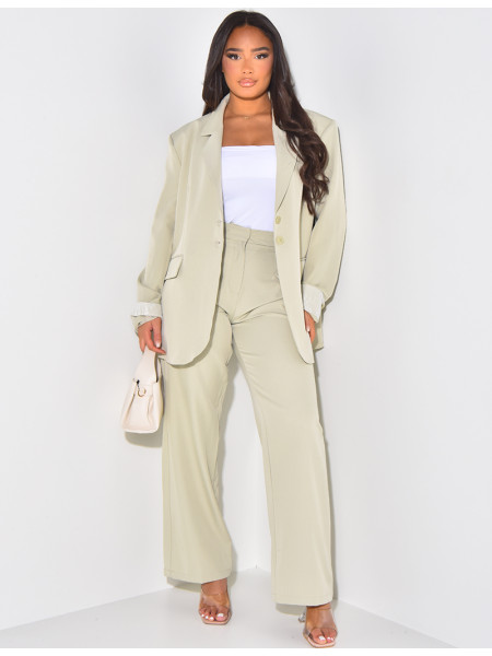 Puff-effect high-waisted suit trousers