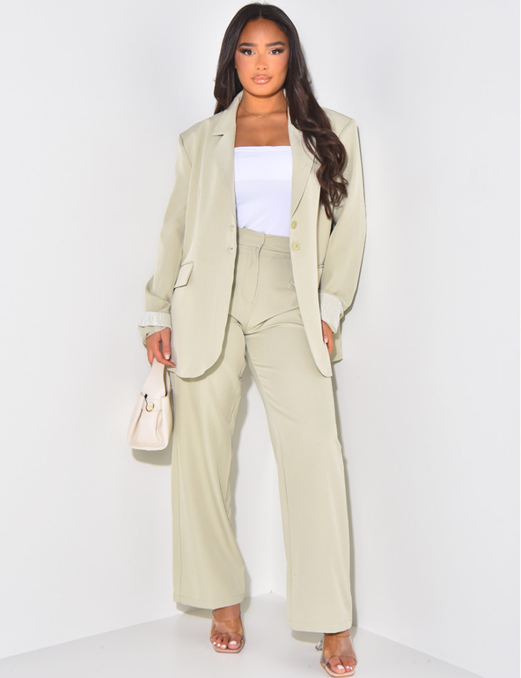 Puff-effect high-waisted suit trousers