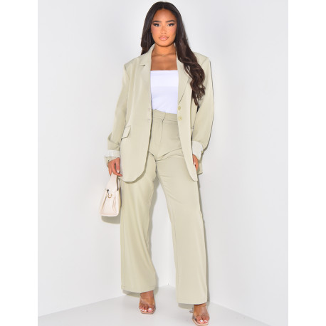 Puff-effect high-waisted suit trousers