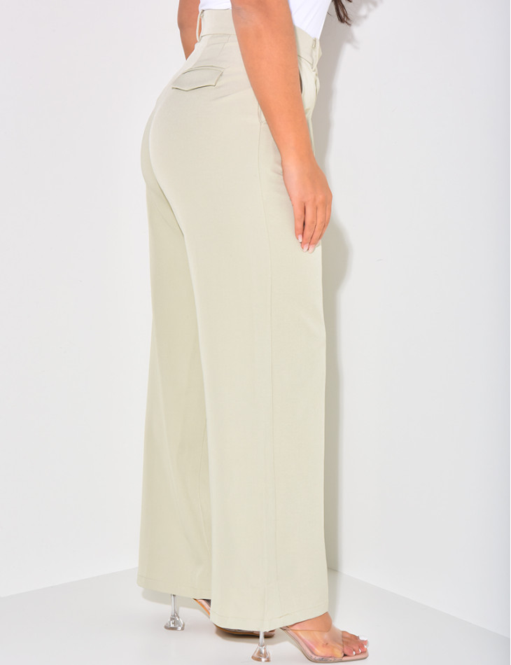 Puff-effect high-waisted suit trousers