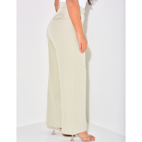 Puff-effect high-waisted suit trousers