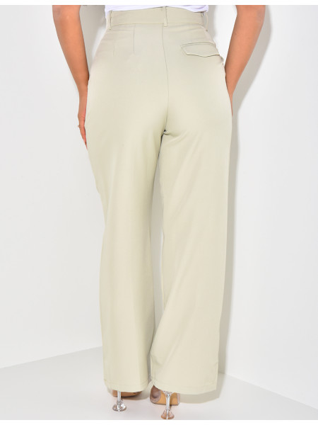 Puff-effect high-waisted suit trousers