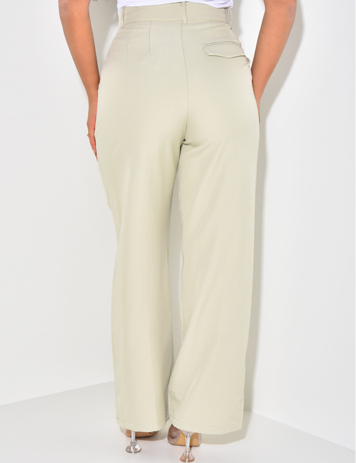 Puff-effect high-waisted suit trousers
