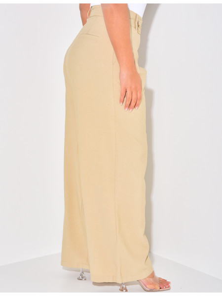 Straight-leg linen trousers with darts