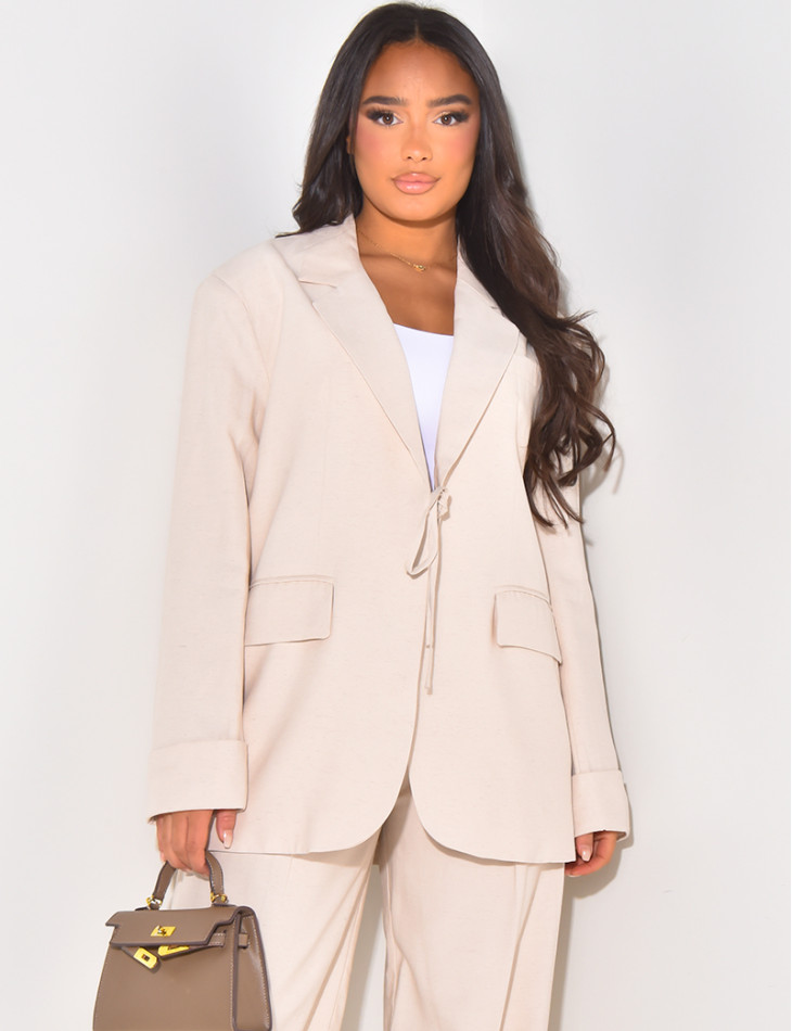 Oversize-Blazer aus Leinen zum Binden