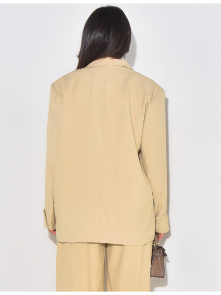 Oversized linen tie blazer