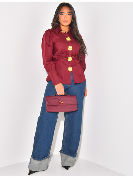 Fitted shirt with gold buttons at waist