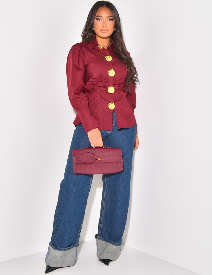 Fitted shirt with gold buttons at waist