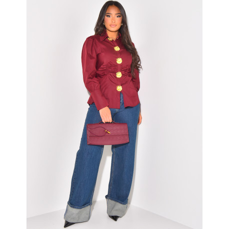 Fitted shirt with gold buttons at waist