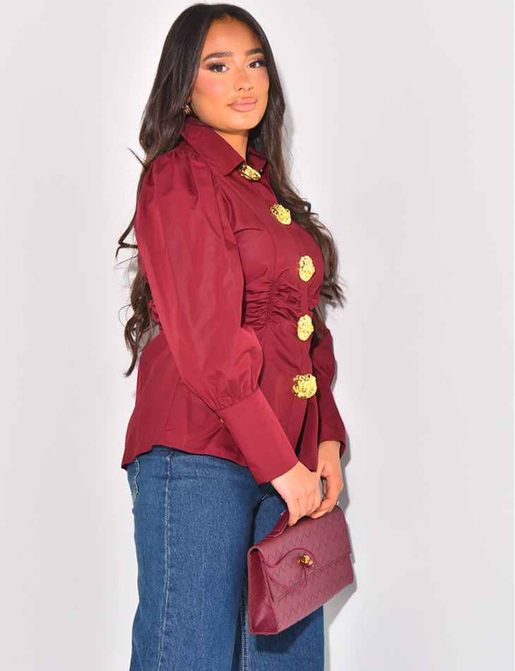 Fitted shirt with gold buttons at waist