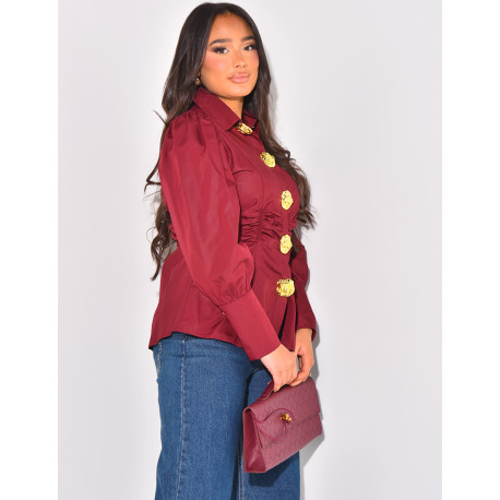 Fitted shirt with gold buttons at waist
