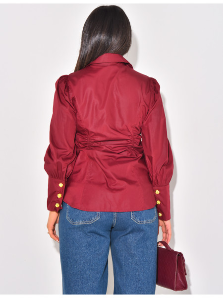 Fitted shirt with gold buttons at waist