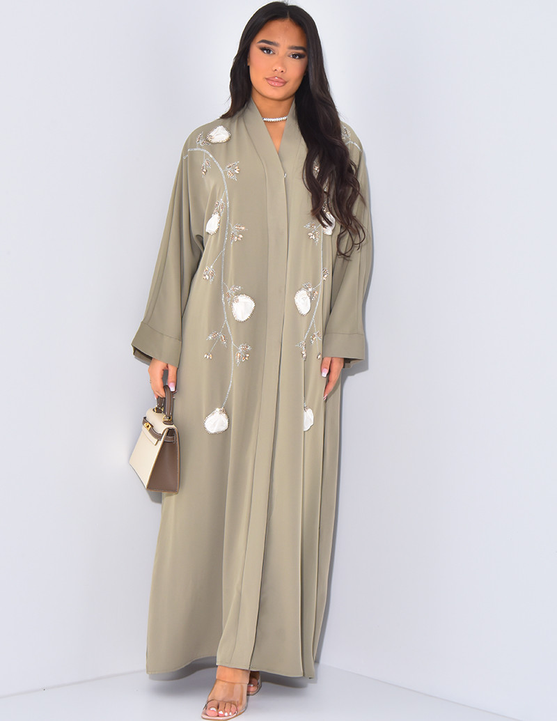 Abaya en satin ornée de...
