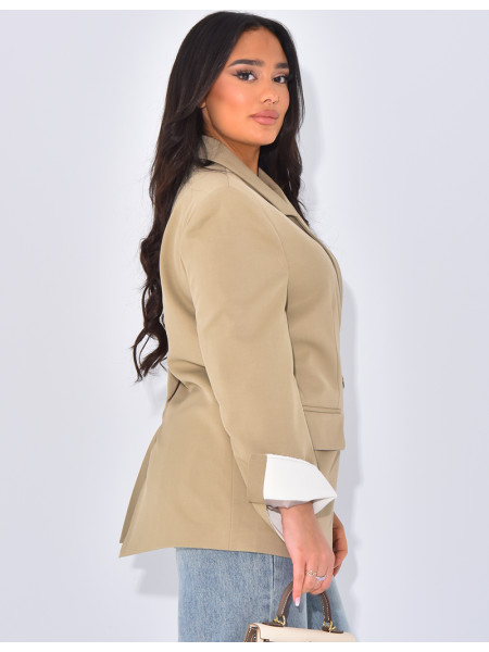 Oversized double-breasted blazer with rolled-up sleeves