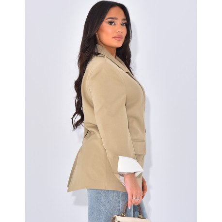 Oversized double-breasted blazer with rolled-up sleeves