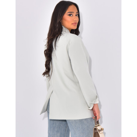 Oversized double-breasted blazer with rolled-up sleeves