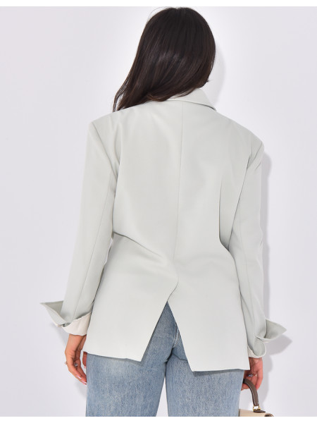 Oversized double-breasted blazer with rolled-up sleeves