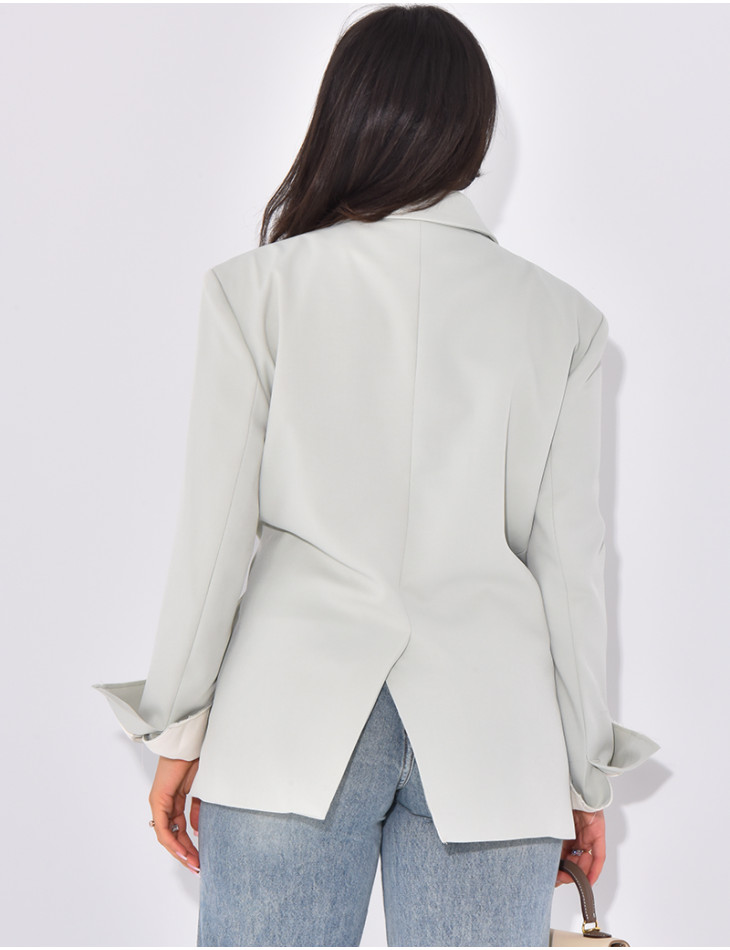 Oversized double-breasted blazer with rolled-up sleeves