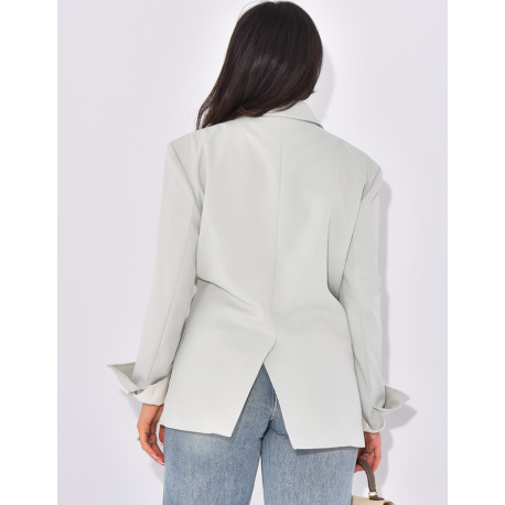 Oversized double-breasted blazer with rolled-up sleeves