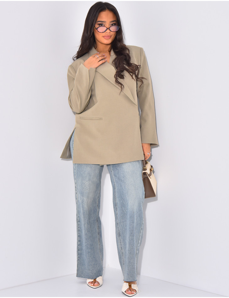 Oversized blazer with side slits