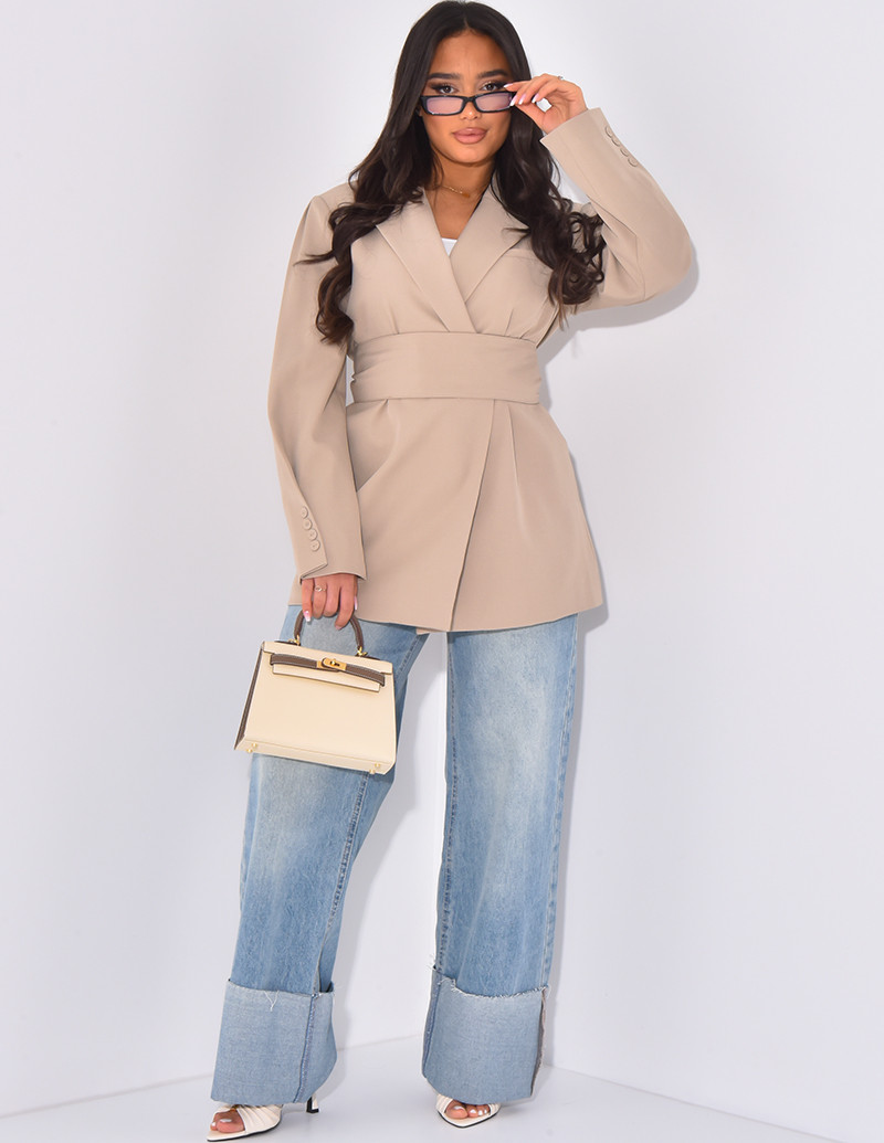 Blazer oversize à ceinture...