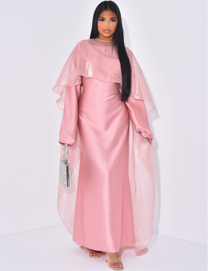 Set aus Kleid zum Binden und schillerndem Schleier