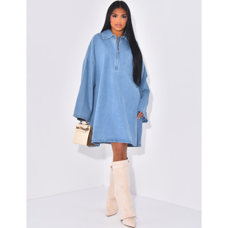 Oversized raw denim dress