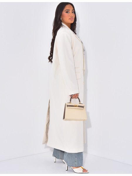 Oversized and long blazer with slit pockets