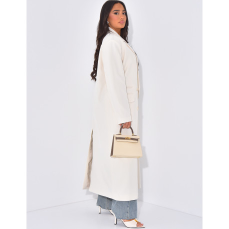 Oversized and long blazer with slit pockets