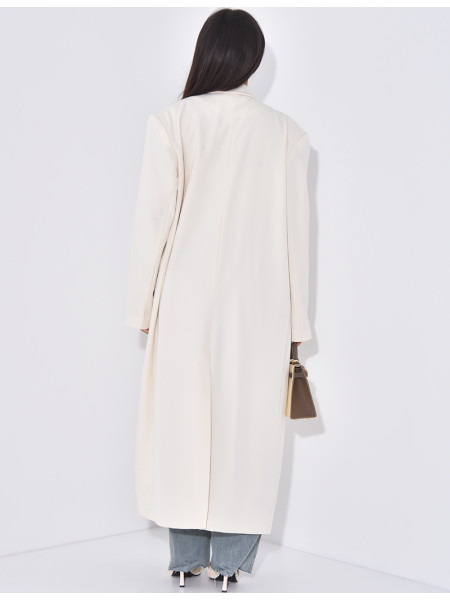 Oversized and long blazer with slit pockets