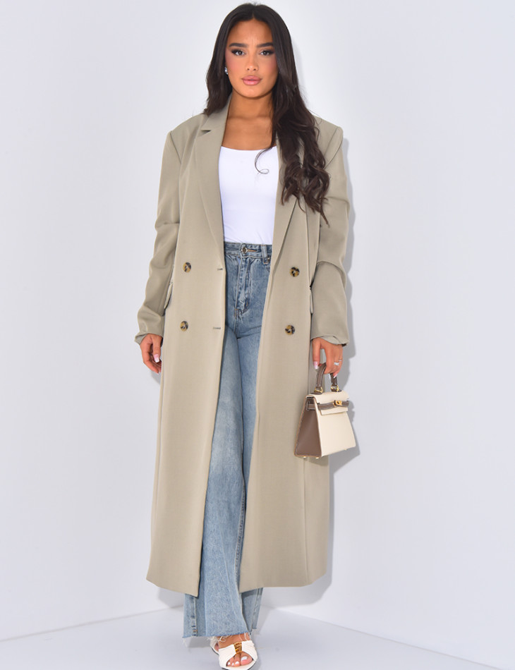 Blazer oversize et long à poches fendues