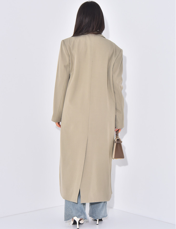 Blazer oversize et long à poches fendues