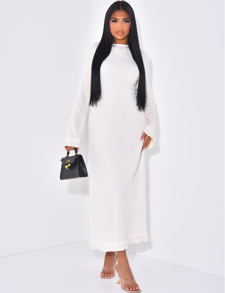 Textured long dress with lace up back