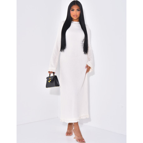 Textured long dress with lace up back