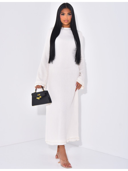 Robe longue texturée à lacets dans le dos
