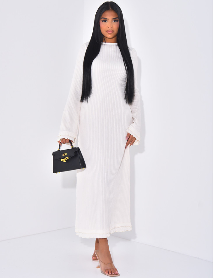 Robe longue texturée à lacets dans le dos