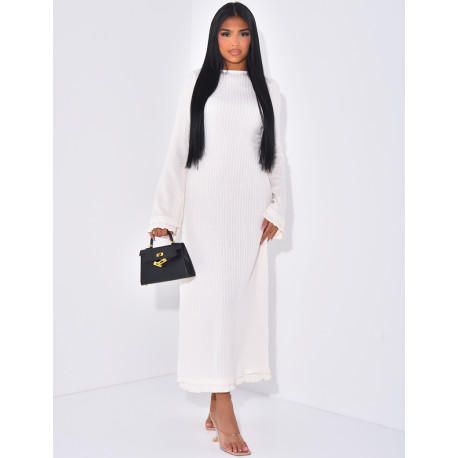 Robe longue texturée à lacets dans le dos