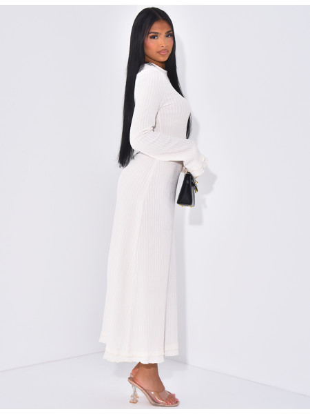 Robe longue texturée à lacets dans le dos