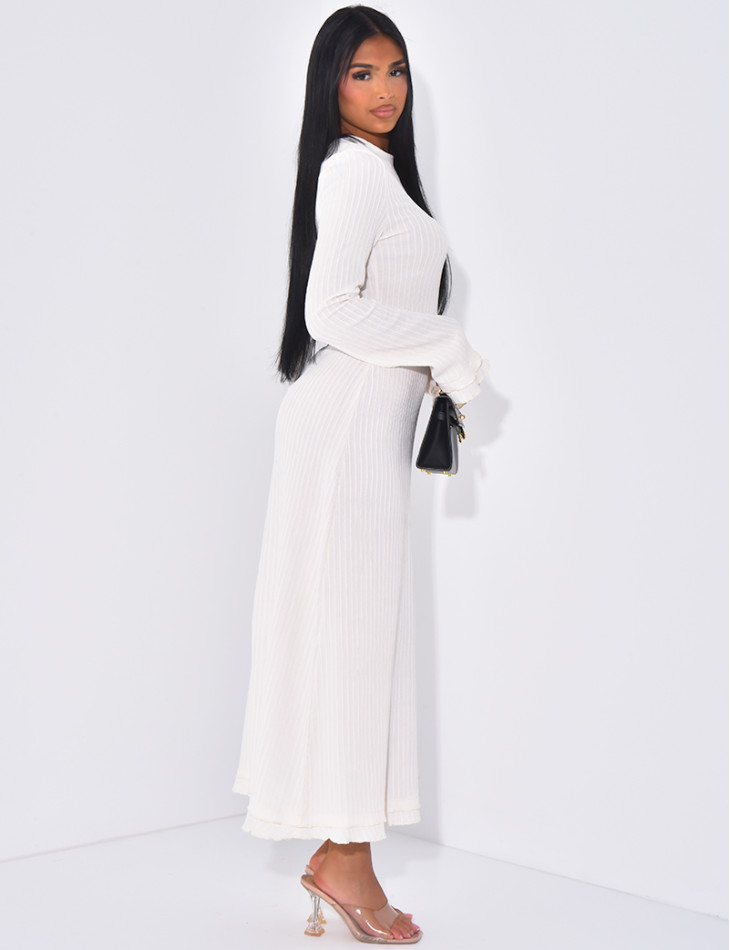 Robe longue texturée à lacets dans le dos