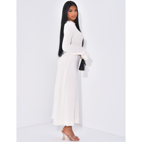 Robe longue texturée à lacets dans le dos