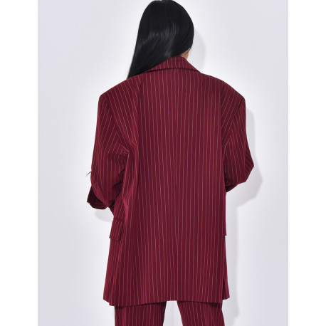 Hochwertige, übergroße, gestreifte Maßjacke mit Manschetten