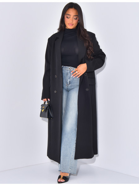 Blazer oversize et long à poches fendues