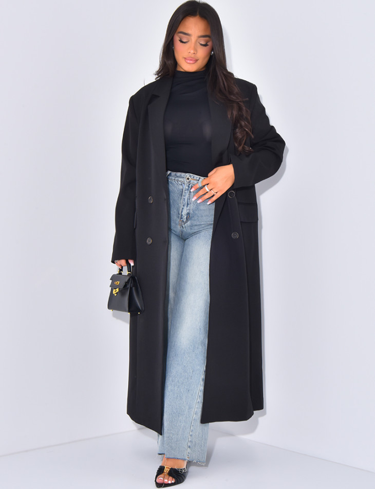 Blazer oversize et long à poches fendues