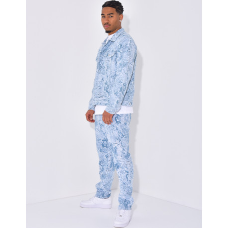 Ensemble pantalon et veste à motifs