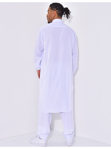 Ensemble qamis col rond à motifs