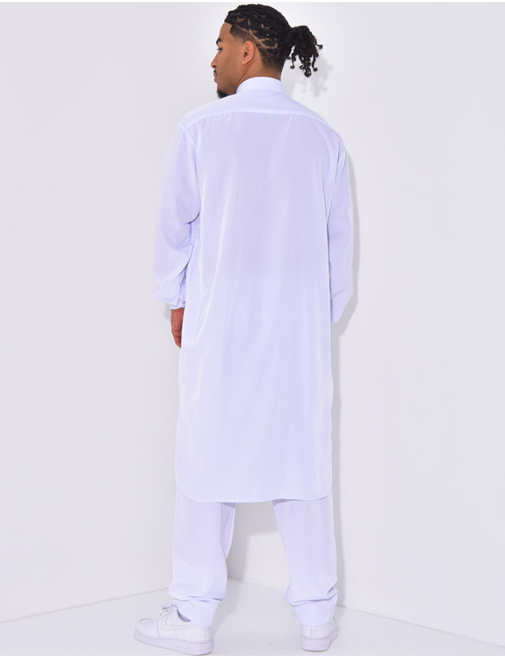 Ensemble qamis col rond à motifs
